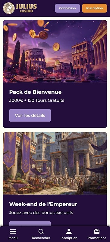 Présentation de julius casino bonus